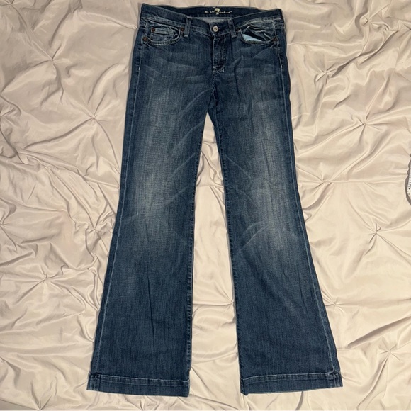 7 For All Mankind Women’s Dojo Tailorless Jeans 29 Blue Wide Leg Denim Y2K - Picture 1 of 16